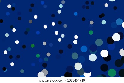 Dark Blue, Green vector abstract pattern with circles. Geometry template for your business design. Background with colored spheres.