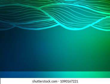 Dark Blue, Green vector abstract doodle template. Decorative shining illustration with doodles on abstract template. The template can be used as a background for cell phones.