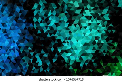 Dark Blue, Green vector abstract polygonal template. Triangular geometric sample with gradient.  A new texture for your design.