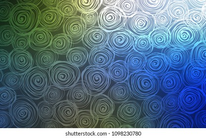 Dark Blue, Green vector abstract doodle pattern. Sketchy doodles with roses on blurred background. A completely new template for your business design.