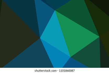 Dark Blue, Green vector abstract mosaic backdrop. Glitter abstract illustration with an elegant triangles. Triangular pattern for your design.