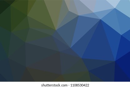 Dark Blue, Green vector abstract polygonal pattern. Geometric illustration in Origami style with gradient.  Textured pattern can be used for background.