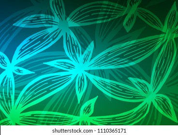 Dark Blue, Green vector abstract doodle pattern. Colorful abstract illustration with lines in Asian style. The template can be used as a background for cell phones.