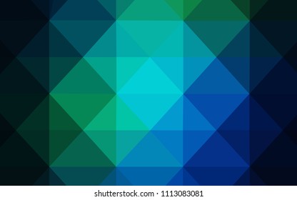 Dark Blue, Green vector abstract mosaic background. Geometric illustration in Origami style with gradient.  Triangular pattern for your business design.
