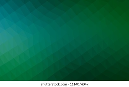 Dark Blue, Green vector abstract mosaic background. Creative illustration in halftone style with gradient. Triangular pattern for your business design.