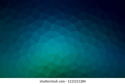 Dark Blue, Green vector abstract mosaic background. Creative illustration in halftone style with triangles. Triangular pattern for your design.