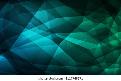 Dark Blue, Green vector abstract polygonal template. Colorful abstract illustration with triangles. A completely new design for your leaflet.