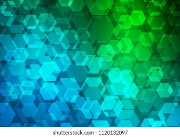 Dark Blue, Green vector abstract mosaic background. Geometric illustration in Origami style with gradient.  Brand new design for your business.