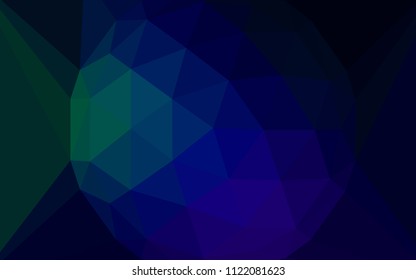 Dark Blue, Green vector abstract mosaic background with a diamond. Polygonal abstract illustration with gradient. Triangular pattern for your design.