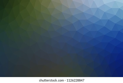 Dark Blue, Green vector abstract mosaic pattern. Shining colorful illustration with triangles. Triangular pattern for your design.