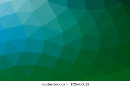 Dark Blue, Green vector abstract mosaic abstract mosaic. Creative illustration in halftone style with gradient. Triangular pattern for your business design.