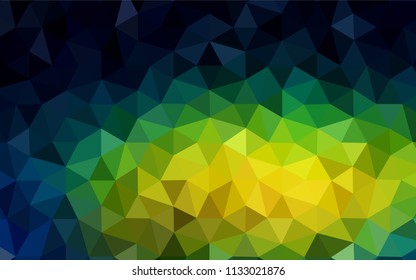 Dark Blue, Green vector abstract polygonal pattern. Shining polygonal illustration, which consist of triangles. Best triangular design for your business.