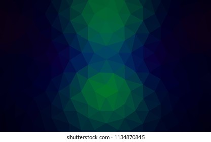 Dark Blue, Green vector abstract polygonal background. Glitter abstract illustration with an elegant triangles. A completely new design for your leaflet.