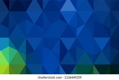 Dark Blue, Green vector abstract mosaic background. Elegant bright polygonal illustration with gradient. New template for your brand book.