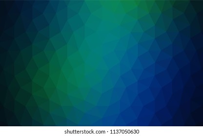 Dark Blue, Green vector abstract mosaic backdrop. Triangular geometric sample with gradient.  Completely new template for your banner.