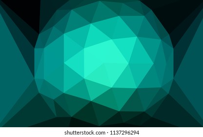 Dark Blue, Green vector abstract polygonal background with a gem in a centre. Illustration in halftone style with triangles. A completely new design for your leaflet.