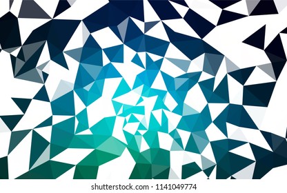 Dark Blue, Green vector abstract mosaic backdrop. Polygonal abstract illustration with gradient. Triangular pattern for your design.