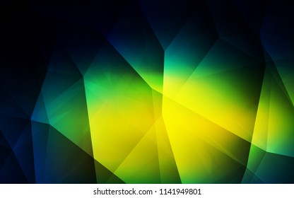 Dark Blue, Green vector abstract polygonal background. Triangular geometric sample with gradient.  Brand new design for your business.