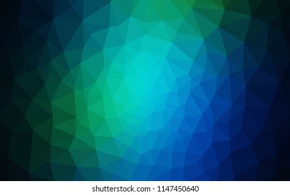Dark Blue, Green vector abstract polygonal template. Triangular geometric sample with gradient.  A completely new design for your leaflet.