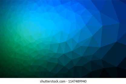 Dark Blue, Green vector abstract polygonal layout. A sample with polygonal shapes. The best triangular design for your business.
