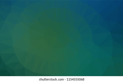 Dark Blue, Green vector abstract polygonal layout. Triangular geometric sample with gradient.  The template can be used as a background for cell phones.