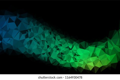 Dark Blue, Green vector abstract polygonal texture. Triangular geometric sample with gradient.  A completely new design for your business.