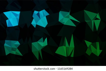 Dark Blue, Green vector abstract polygonal cover. Creative illustration in halftone style with gradient. The textured pattern can be used for background.