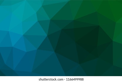 Dark Blue, Green vector abstract mosaic background. Shining illustration, which consist of triangles. A completely new design for your business.