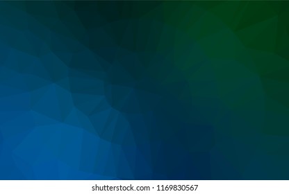 Dark Blue, Green vector abstract polygonal layout. Triangular geometric sample with gradient.  The completely new template can be used for your brand book.