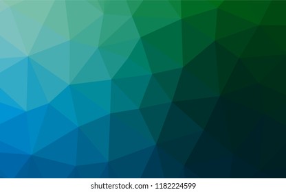 Dark Blue, Green vector abstract mosaic background. Geometric illustration in Origami style with gradient.  A completely new design for your business.
