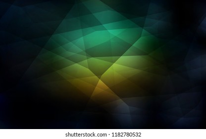 Dark Blue, Green vector abstract mosaic background. Shining colorful illustration with triangles. Completely new template for your banner.