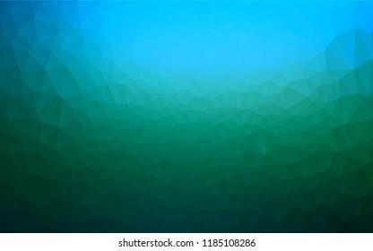 Dark Blue, Green vector abstract polygonal texture. Brand new colored illustration in blurry style with gradient. Triangular pattern for your business design.
