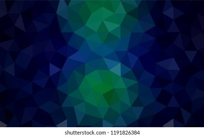 Dark Blue, Green vector abstract polygonal background. Elegant bright polygonal illustration with gradient. Best triangular design for your business.