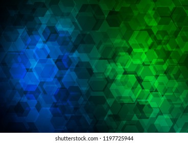 Dark Blue, Green vector abstract mosaic template. Geometric illustration in Origami style with gradient.  The best hexagonal design for your business.