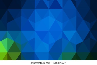 Dark Blue, Green vector abstract mosaic background. Elegant bright polygonal illustration with gradient. Brand new style for your business design.