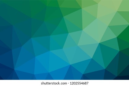 Dark Blue, Green vector abstract polygonal cover. Triangular geometric sample with gradient.  The best triangular design for your business.