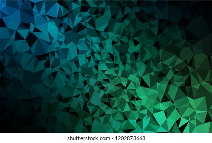 Dark Blue, Green vector abstract polygonal layout. Geometric illustration in Origami style with gradient.  The template can be used as a background for cell phones.