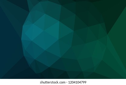 Dark Blue, Green vector abstract polygonal background with a gem in a centre. Polygonal abstract illustration with gradient. New template for your brand book.