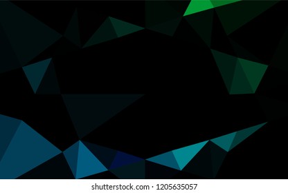 Dark Blue, Green vector abstract polygonal layout. Shining illustration, which consist of triangles. A completely new design for your business.