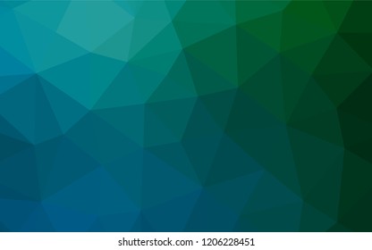 Dark Blue, Green vector abstract polygonal cover. Shining illustration, which consist of triangles. The textured pattern can be used for background.