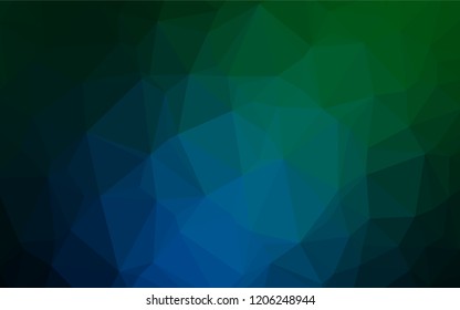 Dark Blue, Green vector abstract polygonal cover. Modern geometrical abstract illustration with gradient. A completely new design for your business.
