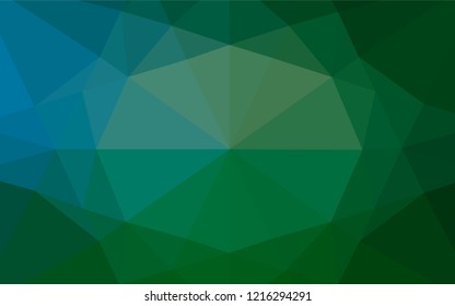 Dark Blue, Green vector abstract polygonal texture. Brand new colored illustration in blurry style with gradient. Brand new design for your business.