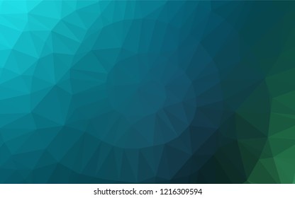 Dark Blue, Green vector abstract polygonal cover. Brand new colored illustration in blurry style with gradient. Brand new design for your business.