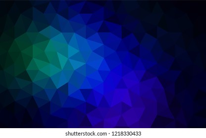 Dark Blue, Green vector abstract polygonal background. Elegant bright polygonal illustration with gradient. Triangular pattern for your design.