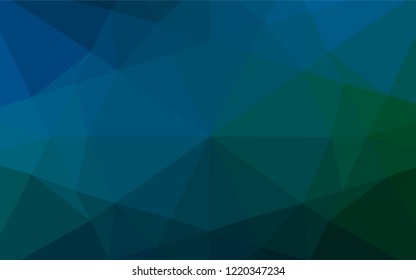 Dark Blue, Green vector abstract polygonal texture. A completely new color illustration in a vague style. The completely new template can be used for your brand book.