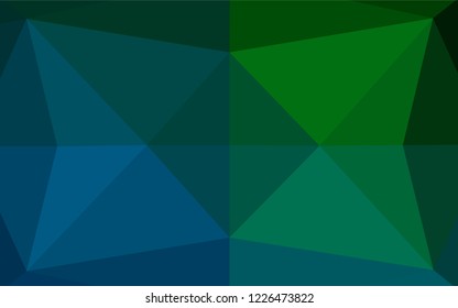 Dark Blue, Green vector abstract polygonal layout. Creative illustration in halftone style with gradient. A completely new template for your business design.