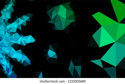 Dark Blue, Green vector abstract mosaic pattern. Geometric illustration in Origami style with gradient.  A new texture for your design.