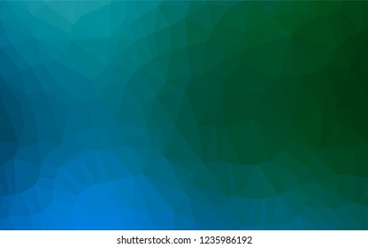 Dark Blue, Green vector abstract polygonal layout. Creative geometric illustration in Origami style with gradient. Triangular pattern for your business design.