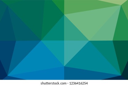 Dark Blue, Green vector abstract polygonal texture. Glitter abstract illustration with an elegant design. The best triangular design for your business.