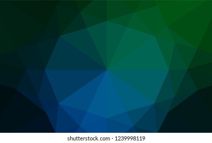 Dark Blue, Green vector abstract polygonal layout. Creative geometric illustration in Origami style with gradient. Triangular pattern for your business design.